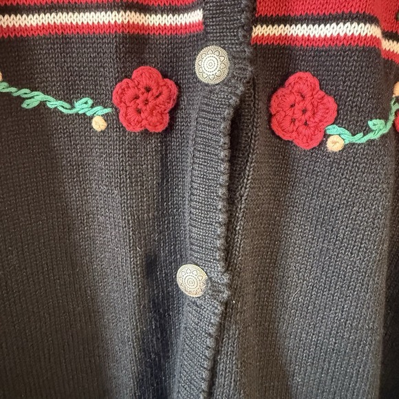 BFA XL Cardigan, embroidered flowers, multicolored, arty, art to wear, classic - Picture 7 of 10